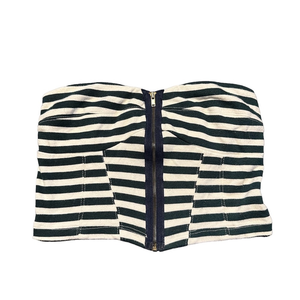 | SOLD |White and blue tube top with zipper